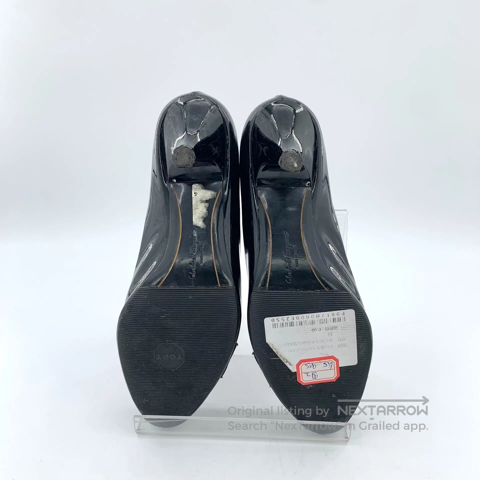 Salvatore Ferragamo Salvatore Ferragamo Black Patent Leather Bow Tie Peep Toe Size US 5 / IT 35 - 5 Thumbnail