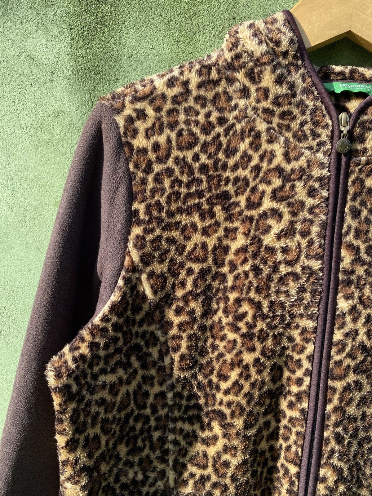 Vintage Crocodile Leopard Sherpa Fleece Jacket Y2K Cozy Outerwear Size ONE SIZE - 3 Thumbnail