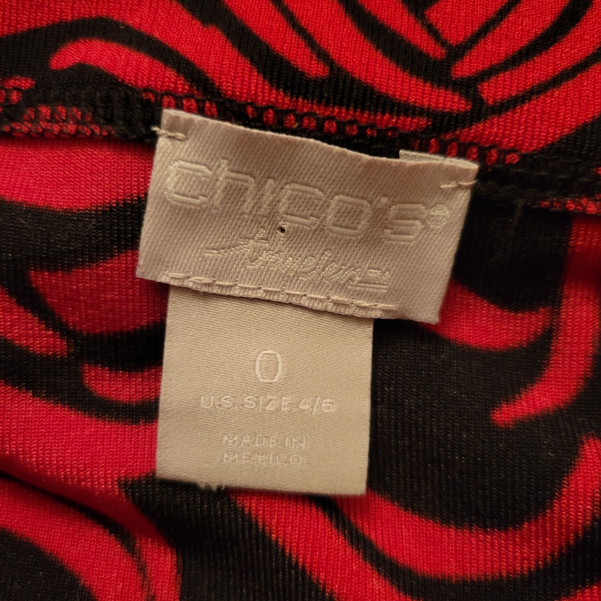Chicos Chicos 0 Red Black Rose Pattern Long Sleeve A Line Dress 4 6 Size S / US 4 / IT 40 - 4 Thumbnail