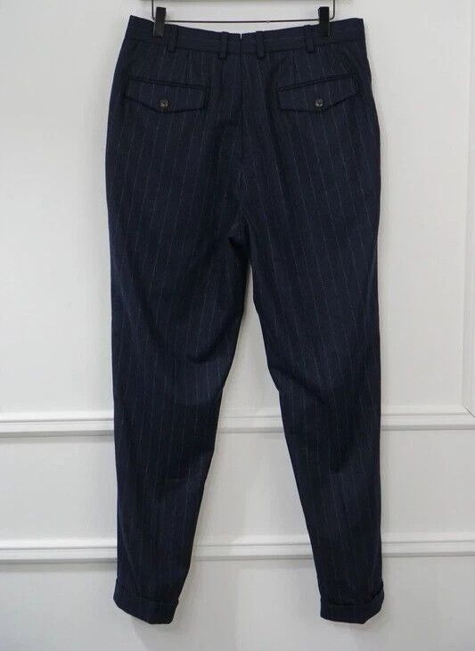 Suitsupply Men Suitsupply Blake Flat Front Trousers Navy Striped US38 Size 38R - 2 Thumbnail
