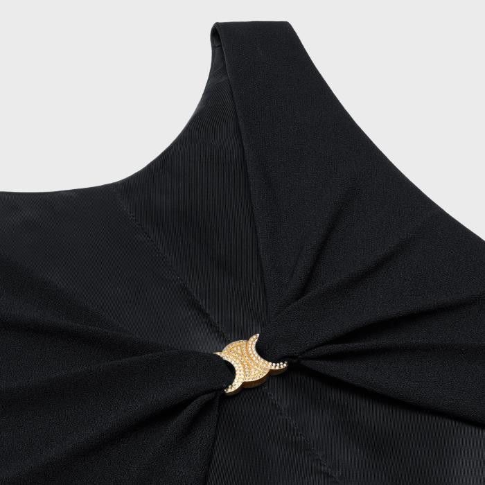Celine o1w1db10925 2R99G302N Open-Back Triomphe Dress in Black Size M / US 6-8 / IT 42-44 - 3 Thumbnail