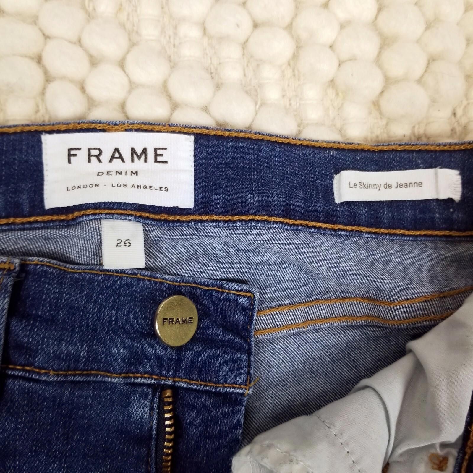Frame Frame Le Skinny De Jeanne Triangle Hem Jeans Seabright Sz 26 Size 26" / US 2 / IT 38 - 4 Thumbnail