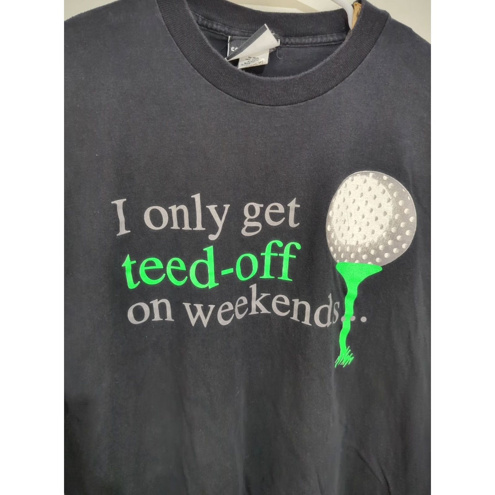 Vintage VINTAGE Cottontops Golf T Shirt Men Large Black 90s USA Made Short Sleeve Crew Neck Funny Logo Nationwide Sports Size US L / EU 52-54 / 3 - 7 Thumbnail