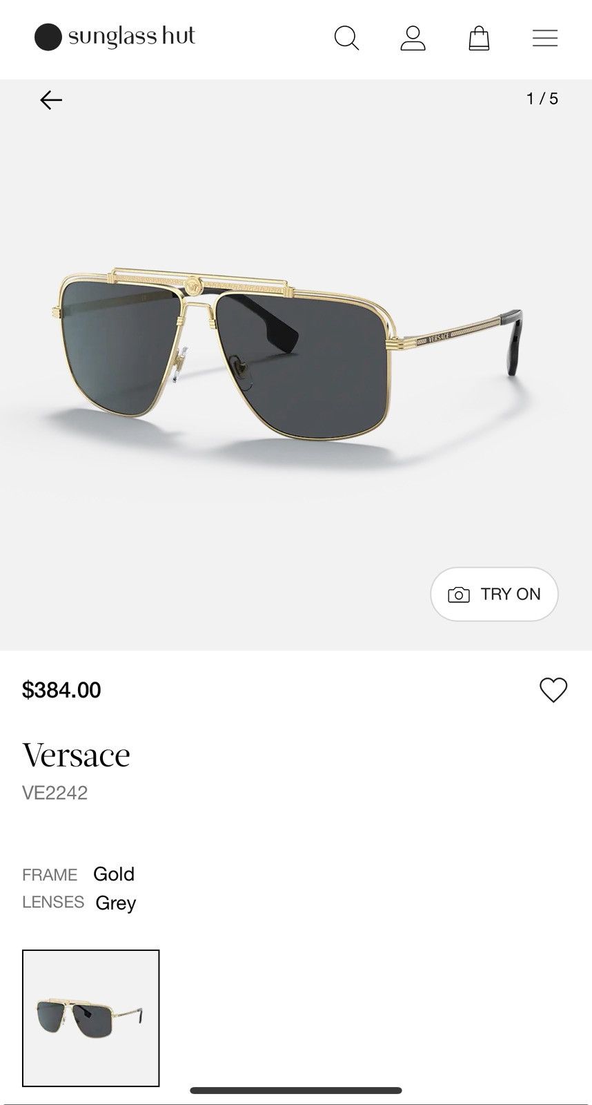 Versace Versace V2242 Sunglasses Size ONE SIZE - 8 Thumbnail