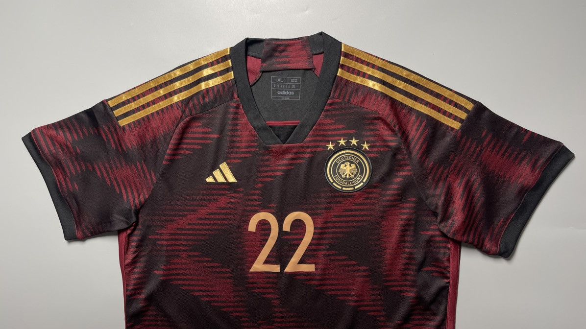 Adidas GERMANY ADIDAS 2022 WORLD CUP SOCCER AWAY JERSEY #22 ADEYEMI Size US XL / EU 56 / 4 - 3 Thumbnail