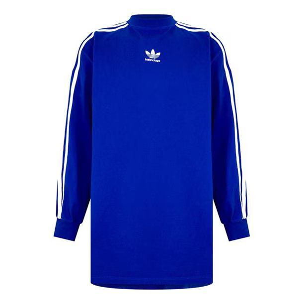 image of Balenciaga O1G2R1Mq0324 Oversized Long Sleeve T-Shirt In Blue & White in Blue/White (Size Small)