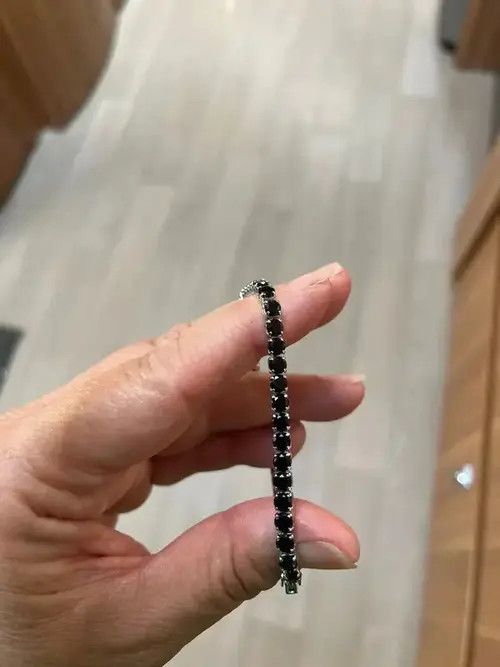 Jewelry 4mm Tennis Chain Sterling Silver Black Zirconia Bracelet Size ONE SIZE - 3 Thumbnail