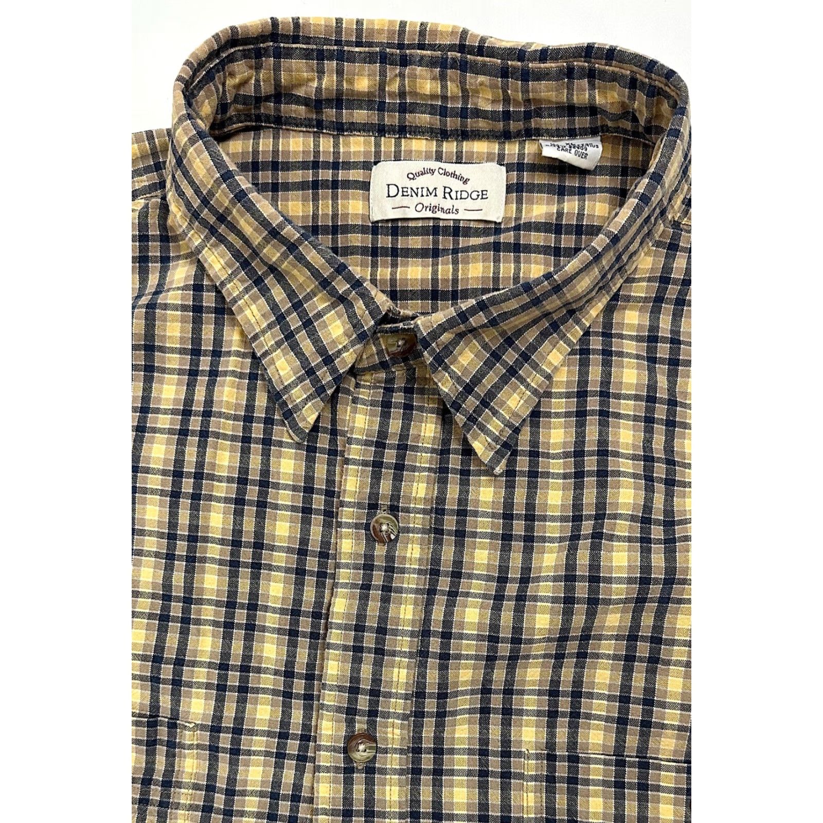 Vintage VINTAGE Denim Ridge Shirt Denim Ridge Button-Up Shirt Men XL Oversized Beige Check 90s Casual Hipster Size US XL / EU 56 / 4 - 2 Thumbnail