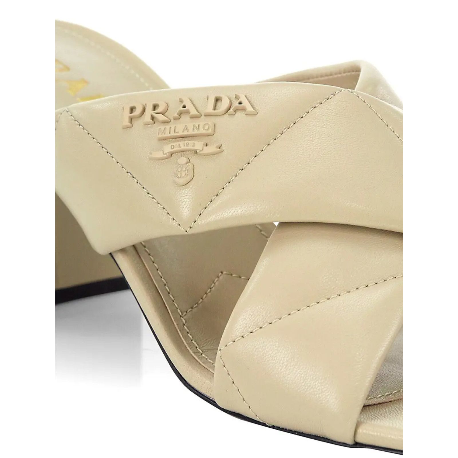 Prada Prada Deserto 65mm Quilted Criss Cross Logo Slide Sandal Size US 10.5 / IT 40.5 - 6 Thumbnail
