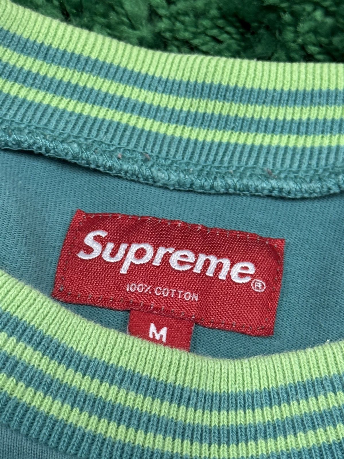Supreme Supreme Striped Rib Logo New York S Teal Oval Long Sleeve Size US M / EU 48-50 / 2 - 4 Thumbnail