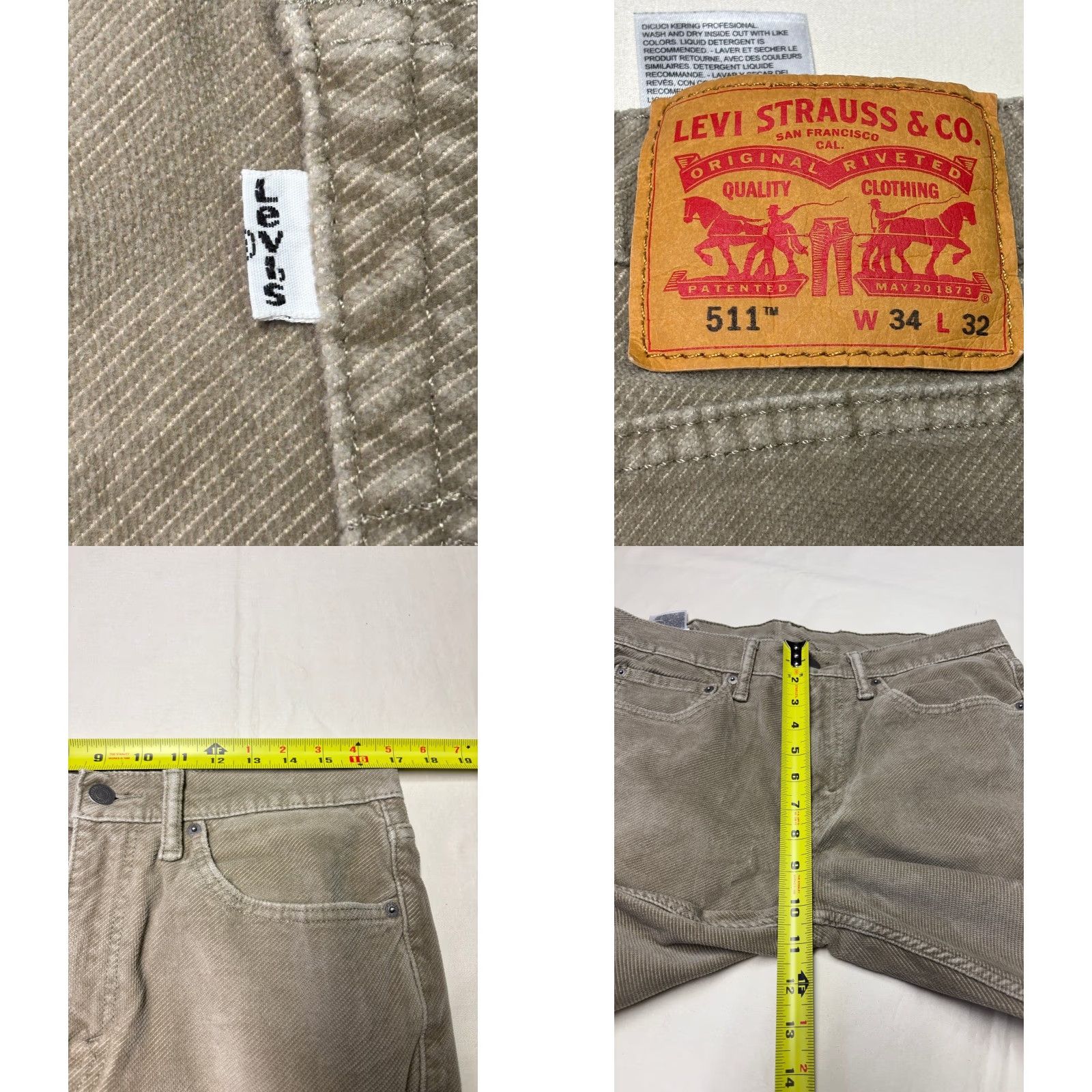 Vintage Levi Strauss & Co Levi's 511 Corduroy Pants Slim Fit Men Tan W34 L28 Zip Button Pocket 5-Pocket Herringbone Corduroy Jeans Size US 34 / EU 50 - 8 Thumbnail