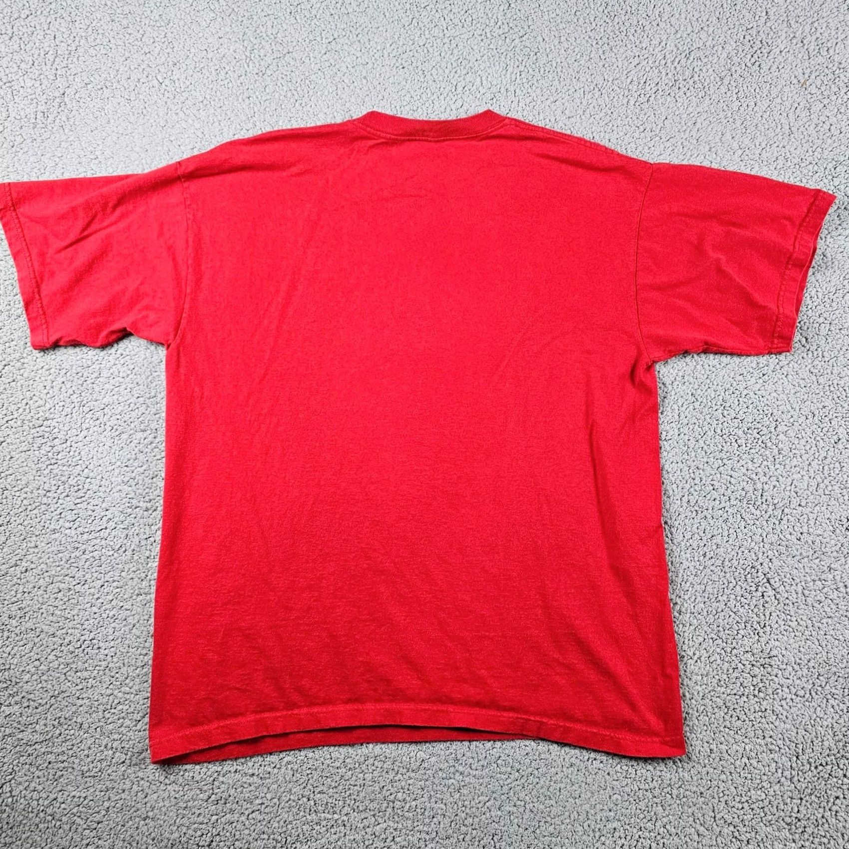 Adidas VINTAGE Adidas Shirt Mens Large Red USA Made Big Logo Graphic Faded 90s Y2K Size US L / EU 52-54 / 3 - 2 Thumbnail