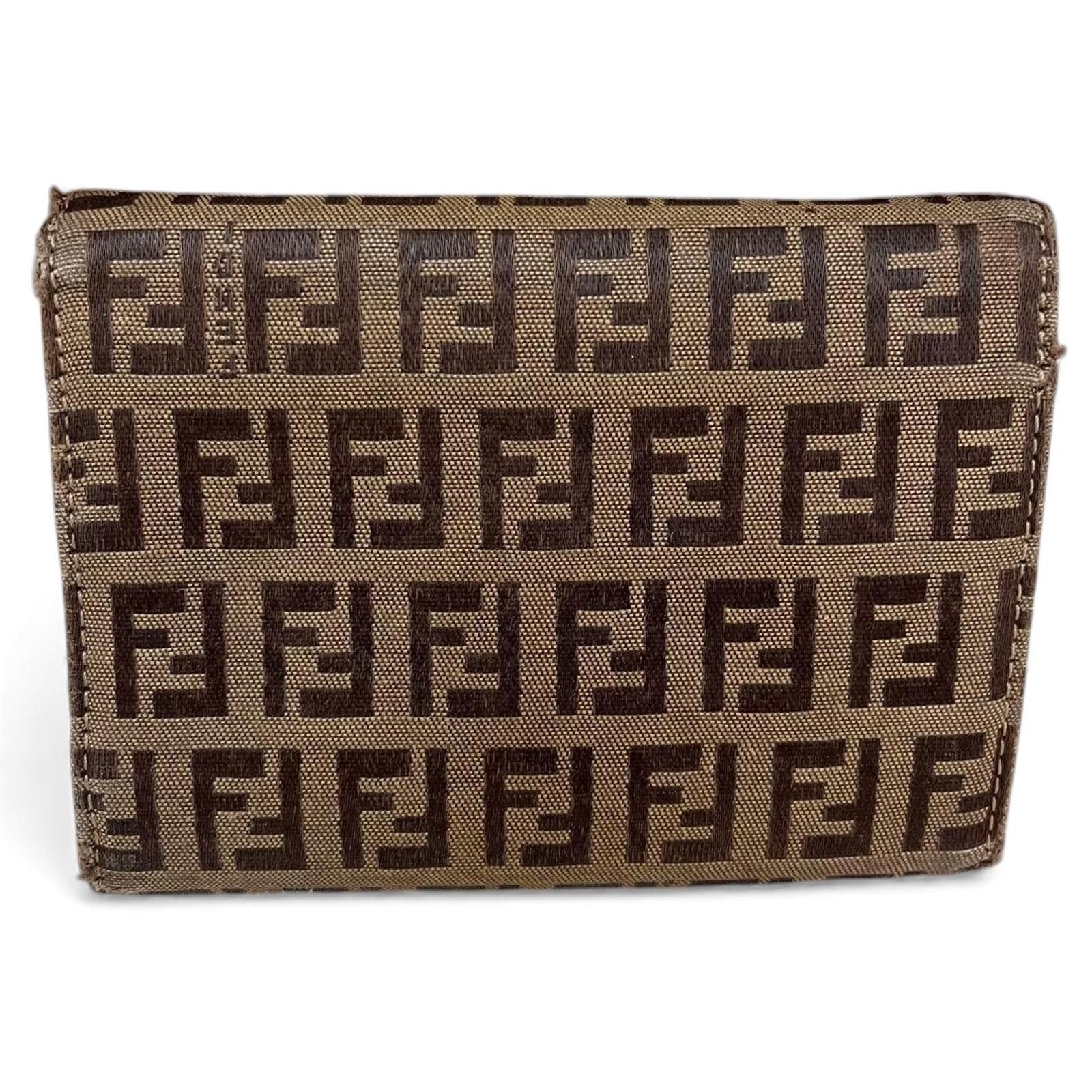 Fendi Fendi - Brown Monogram Canvas Wallet Silver Buckle Size ONE SIZE - 3 Thumbnail