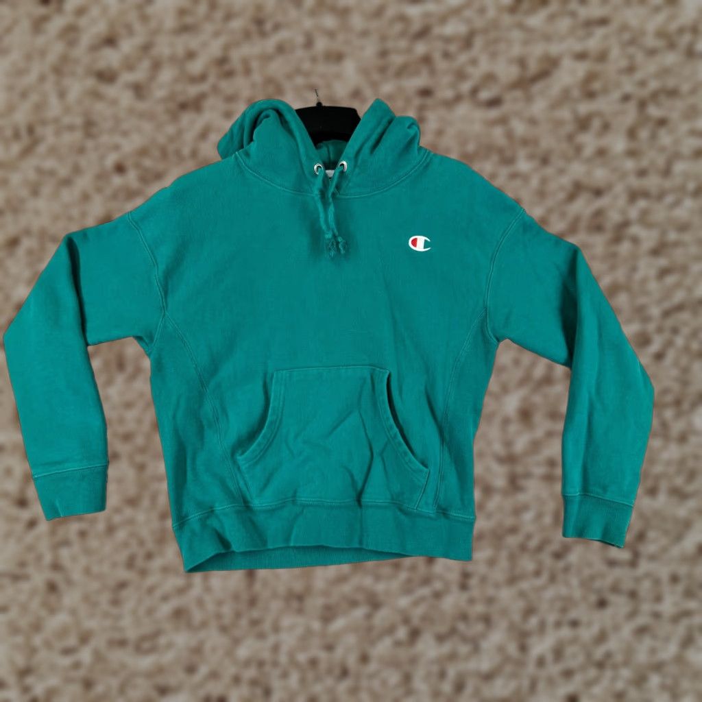 Champion Champion Hoodie Adult Small Teal Recreation Reverse Weave Sweatshirt Men Crew Neck Pullover Logo Jersey Cotton Blend Color: Green Size US S / EU 44-46 / 1 - 1 Thumbnail