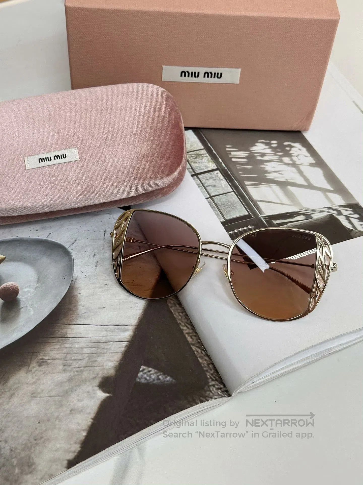 Miu Miu MIUMIU Gold Butterfly Casual Sunglasses. Size ONE SIZE - 1 Thumbnail