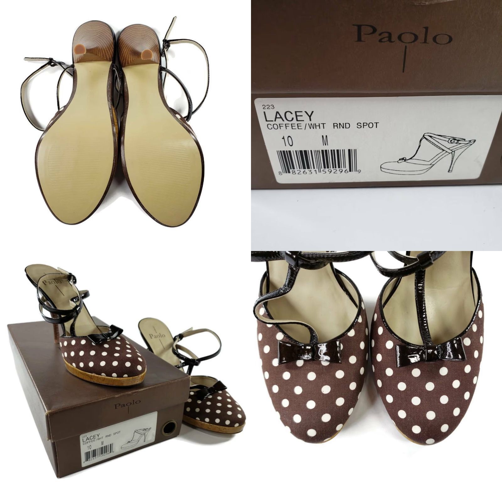 Vintage VINTAGE Linea Paolo Womens T Strap Sandal Brown Polka Dot High Heel Ankle Strap Size 10 M Size US 10 / IT 40 - 8 Thumbnail