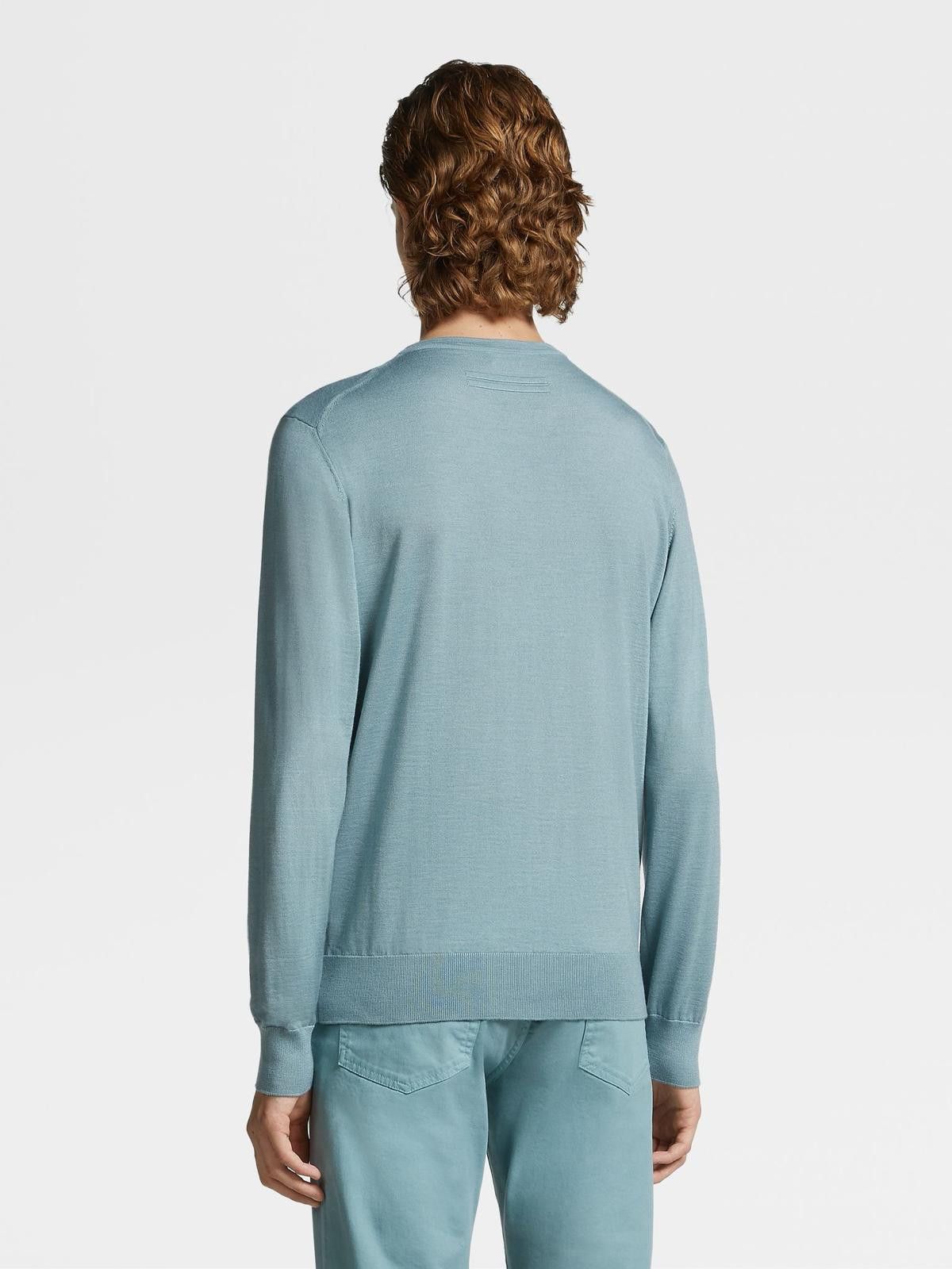 Ermenegildo Zegna o1s1rm0426 Crewneck Sweater in Light Blue Size US M / EU 48-50 / 2 - 2 Thumbnail