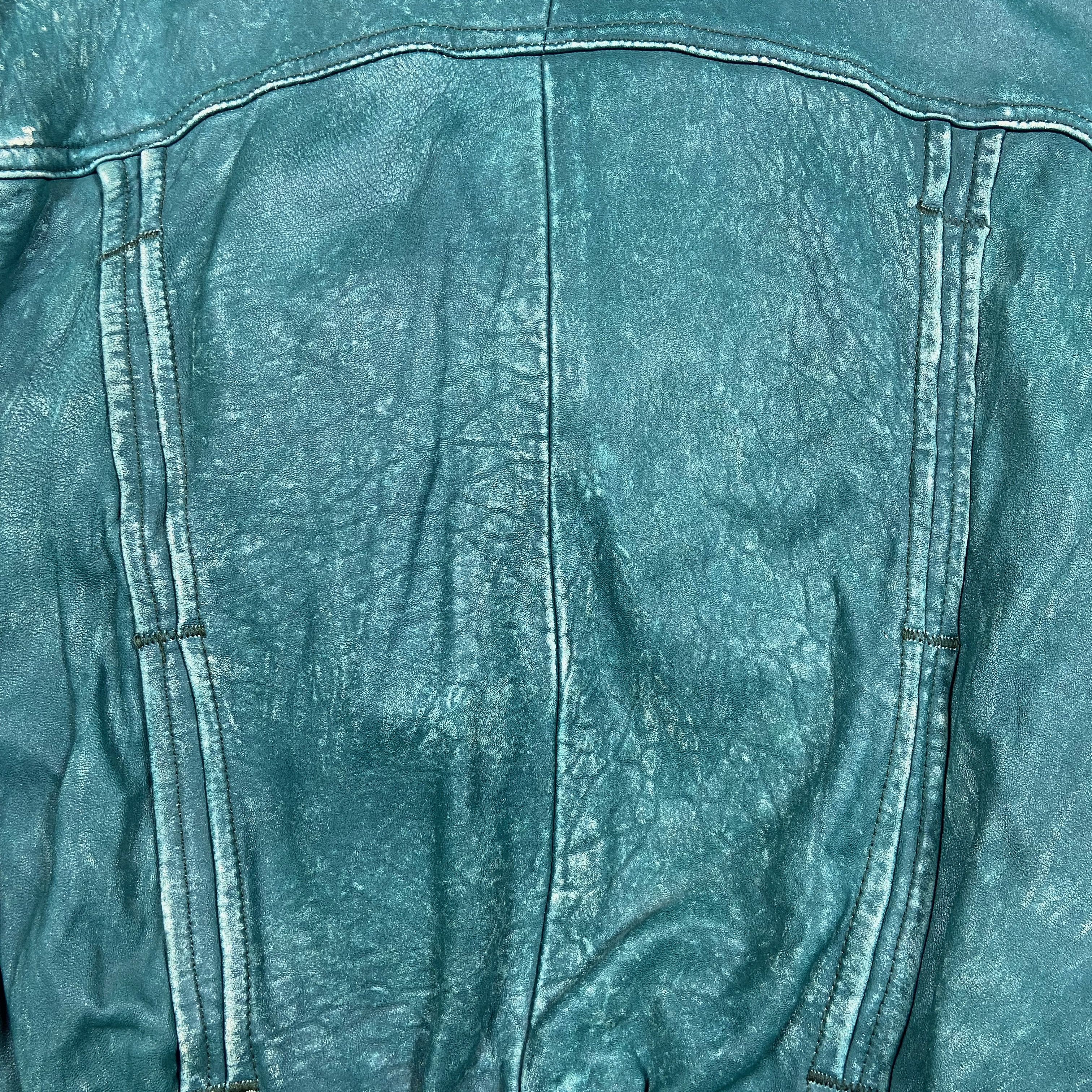 Vintage 1970s RETRO PUNK FADED DISTRESSED LEATHER MINT VEST - № 2109 Size US L / EU 52-54 / 3 - 10 Thumbnail