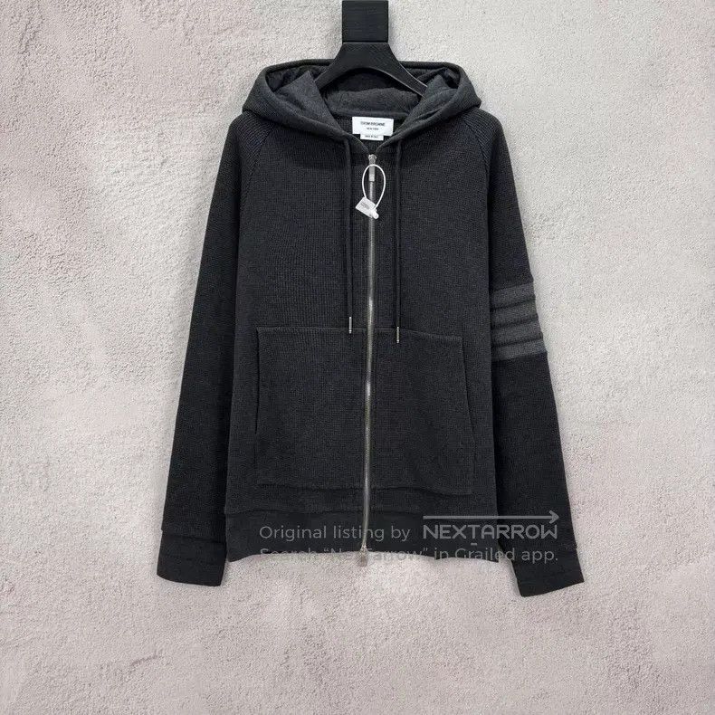 Thom Browne Thom Browne Black Gray Waffle Zip-Up Hoodie Size US XL / EU 56 / 4 - 1 Thumbnail