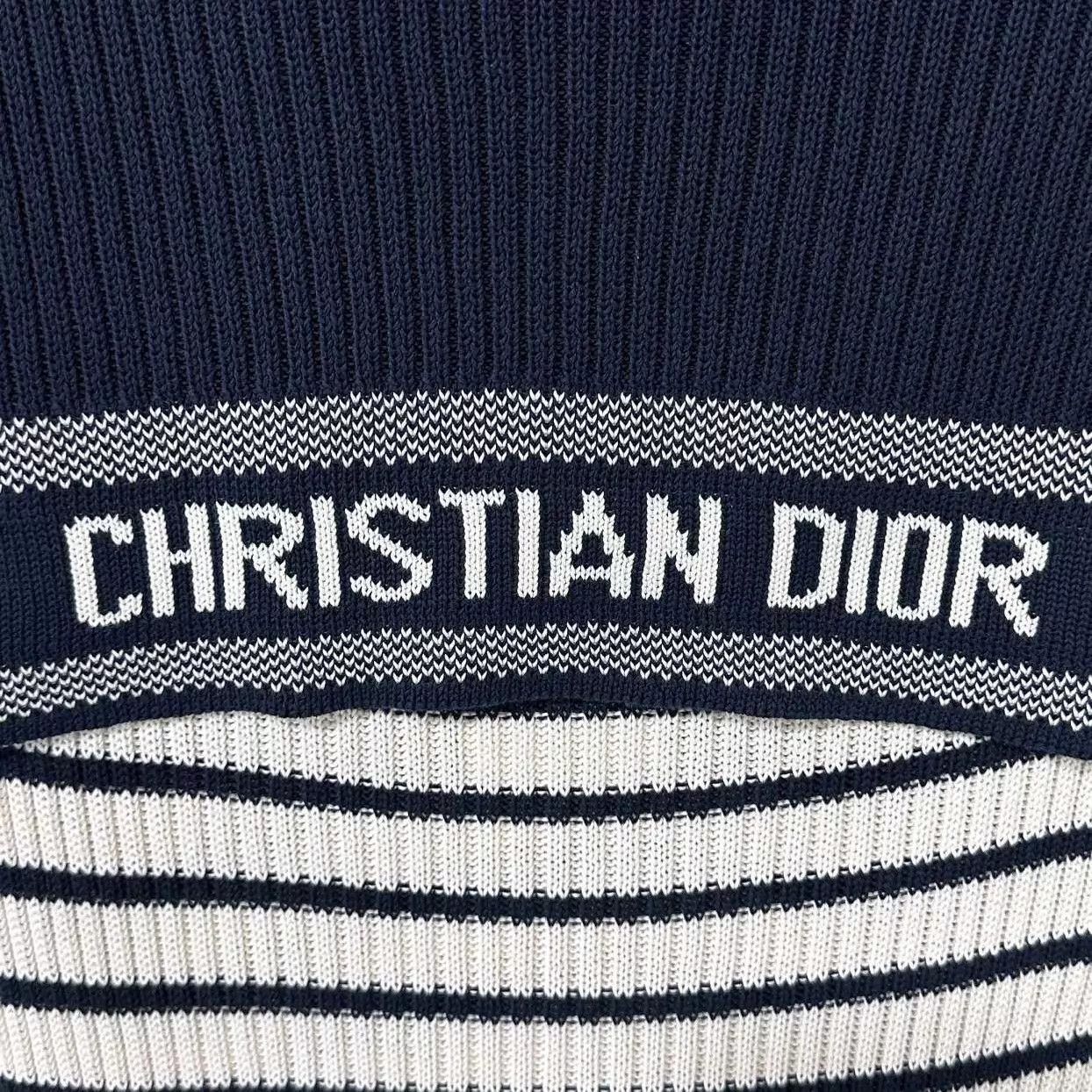 Dior Dior Navy Collar Logo Striped Knit Sweater Size 40 Size M / US 6-8 / IT 42-44 - 7 Thumbnail