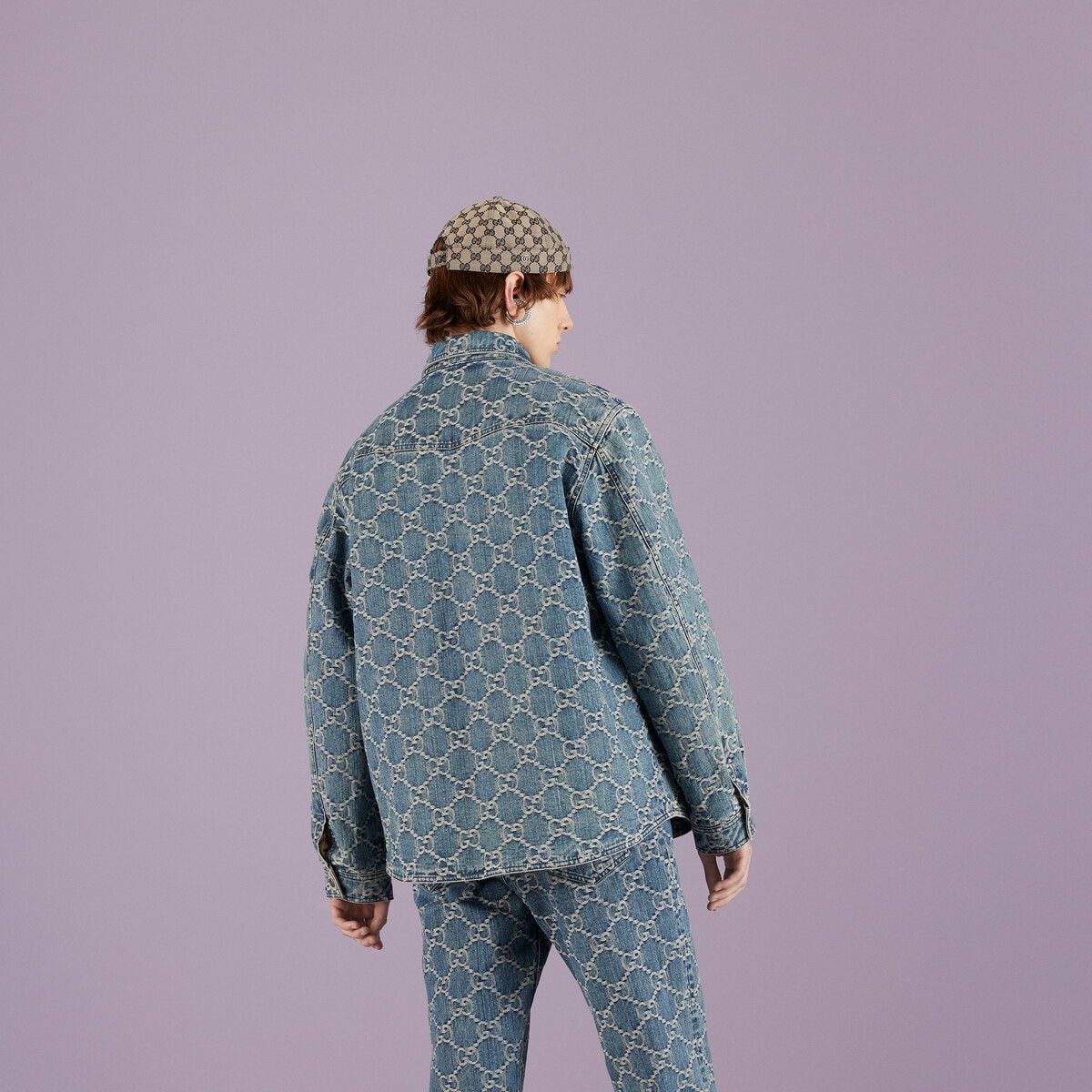 Gucci o1s1wg110725 GG Jacquard Denim Shirt in Blue Size US XL / EU 56 / 4 - 4 Thumbnail