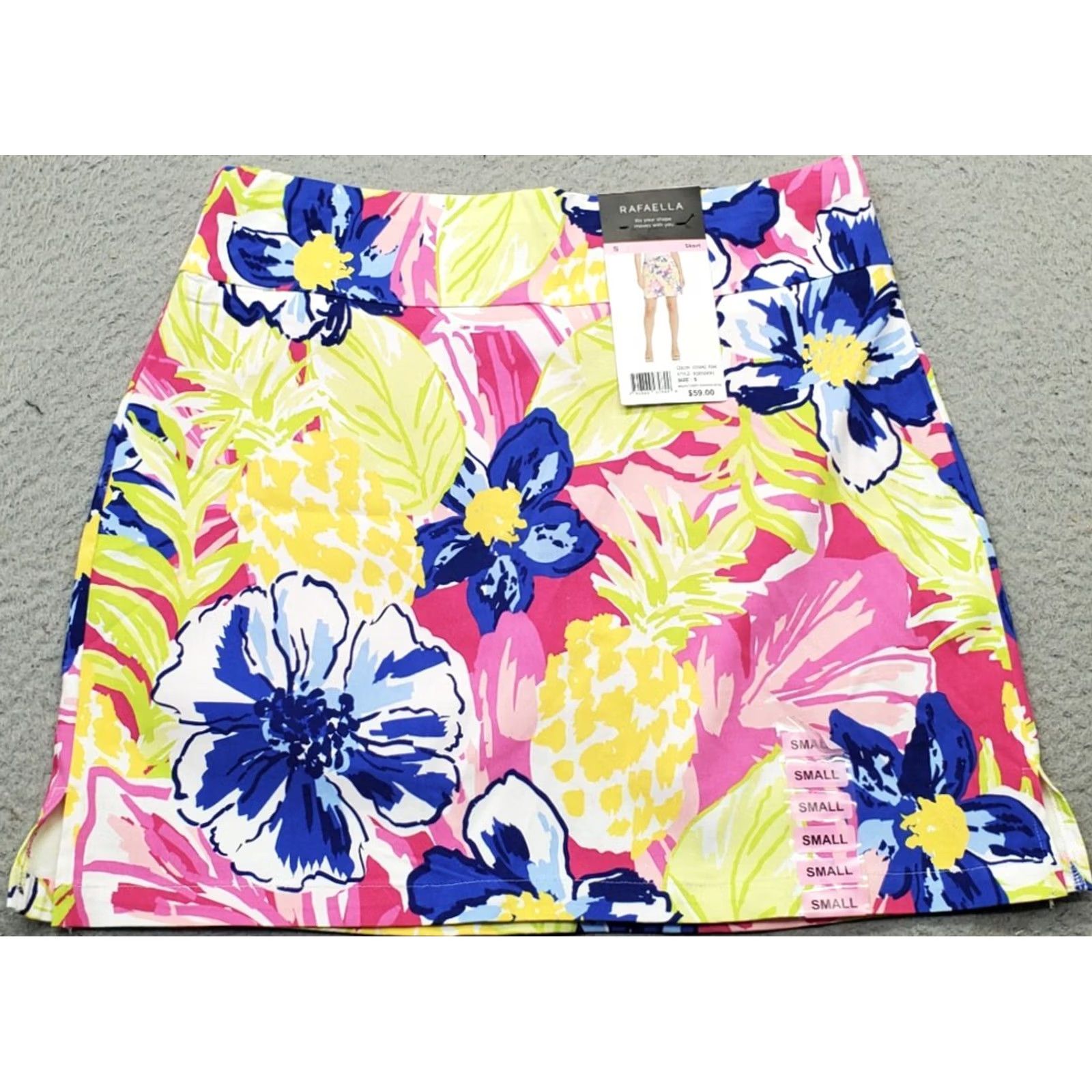 Vintage Rafaella Golf Skort Women S Multi Tropical Elastic Waist Pull On Size ONE SIZE - 2 Thumbnail
