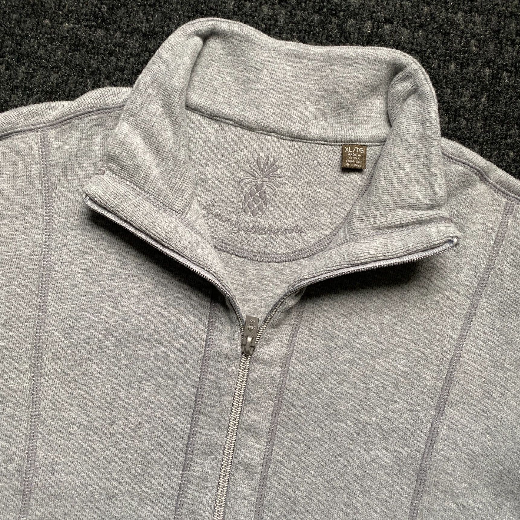 Tommy Bahama Tommy Bahama Mens Pullover Sweater 1/4 Zip Gray XL Long Sleeve Mock Neck Embroidered Logo Zipper Casual Knit Cotton Shirt Size US XL / EU 56 / 4 - 2 Thumbnail
