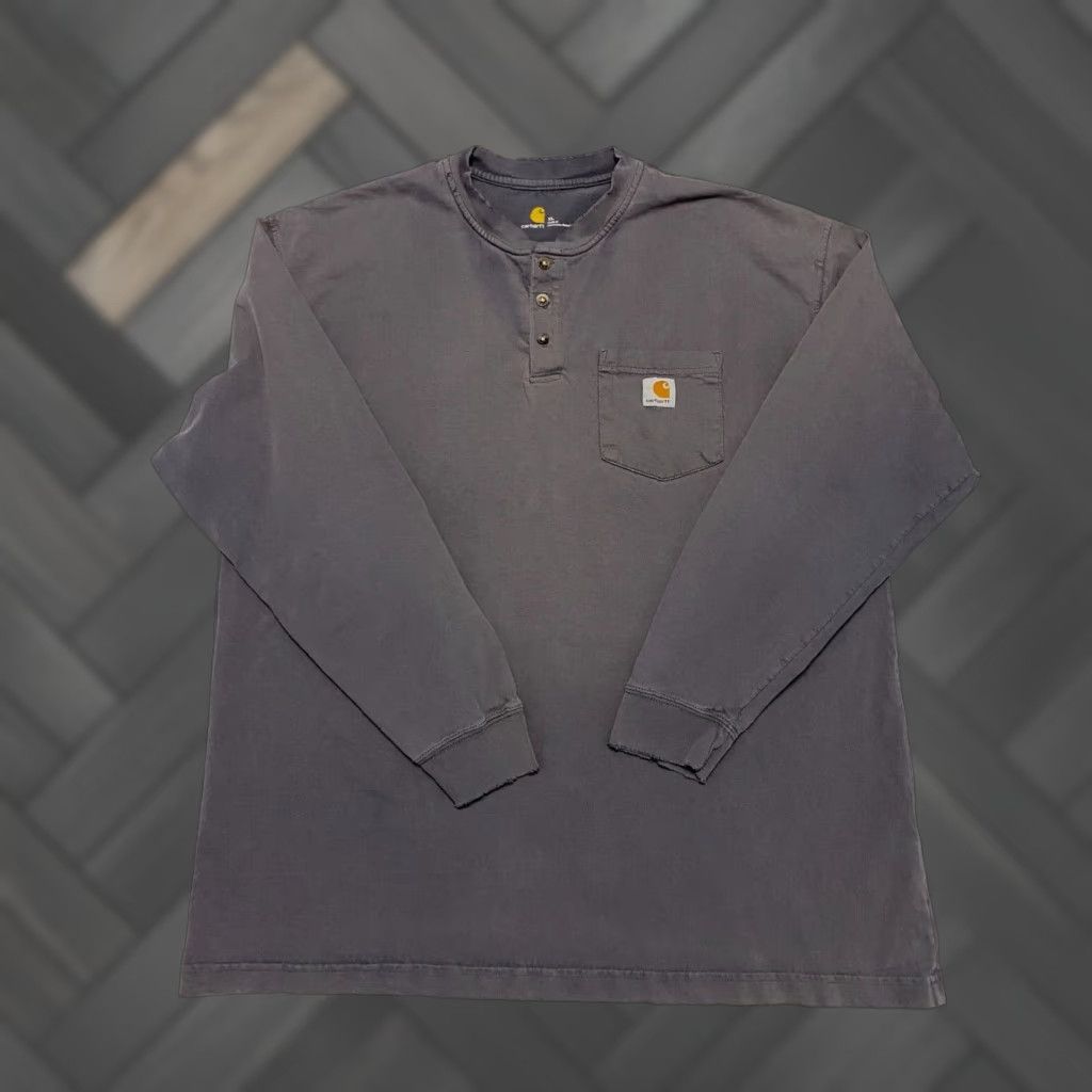 Carhartt VINTAGE Carhartt Long Sleeve Shirt Men's XL Gray Front Pocket 1/4 Button Size US XL / EU 56 / 4 - 1 Thumbnail