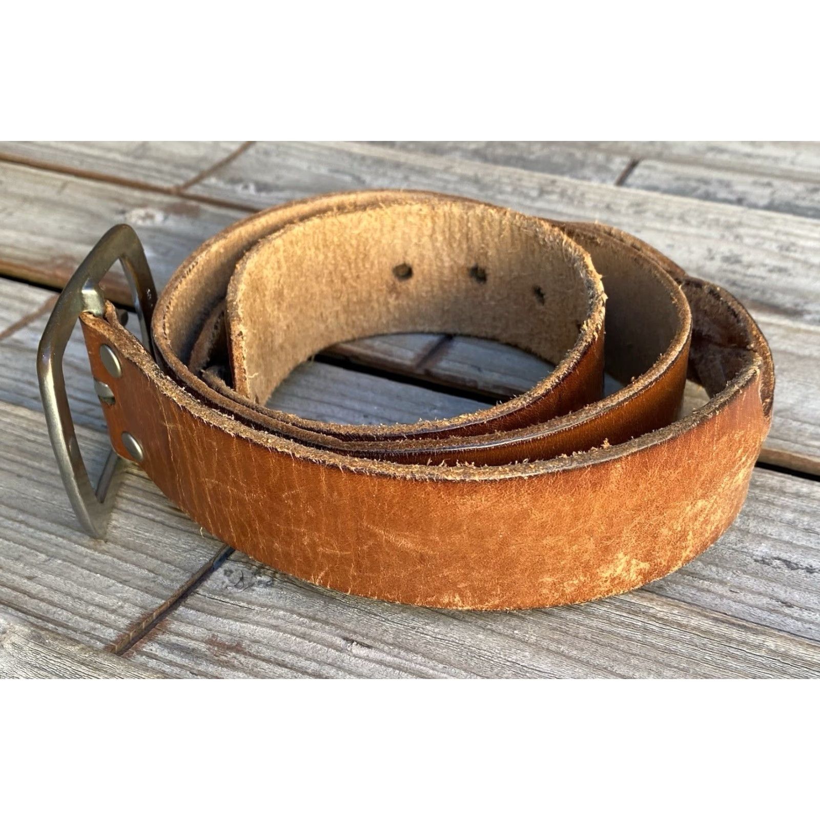 Abercrombie & Fitch VINTAGE Abercrombie & Fitch leather belt Mens 38 Brown Leather Boho 1990s 2000s Y2K Casual Belt Size ONE SIZE - 6 Thumbnail