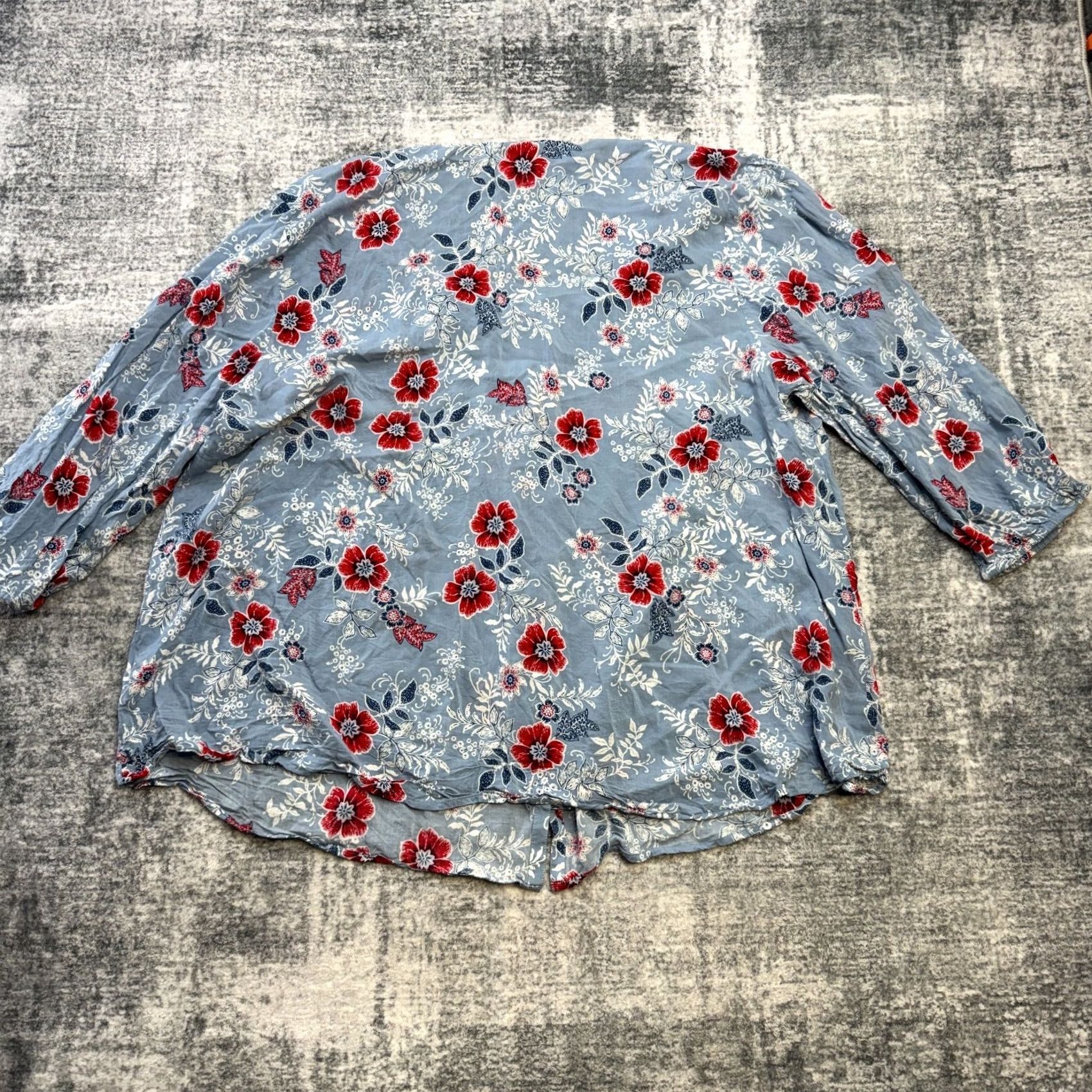 J. Jill J. Jill Blouse Women's 3X Blue Floral Rayon Button Front Scoop Neck 3/4 Sleeve Casual Top Size XXL / US 16-18 / IT 52-54 - 6 Thumbnail