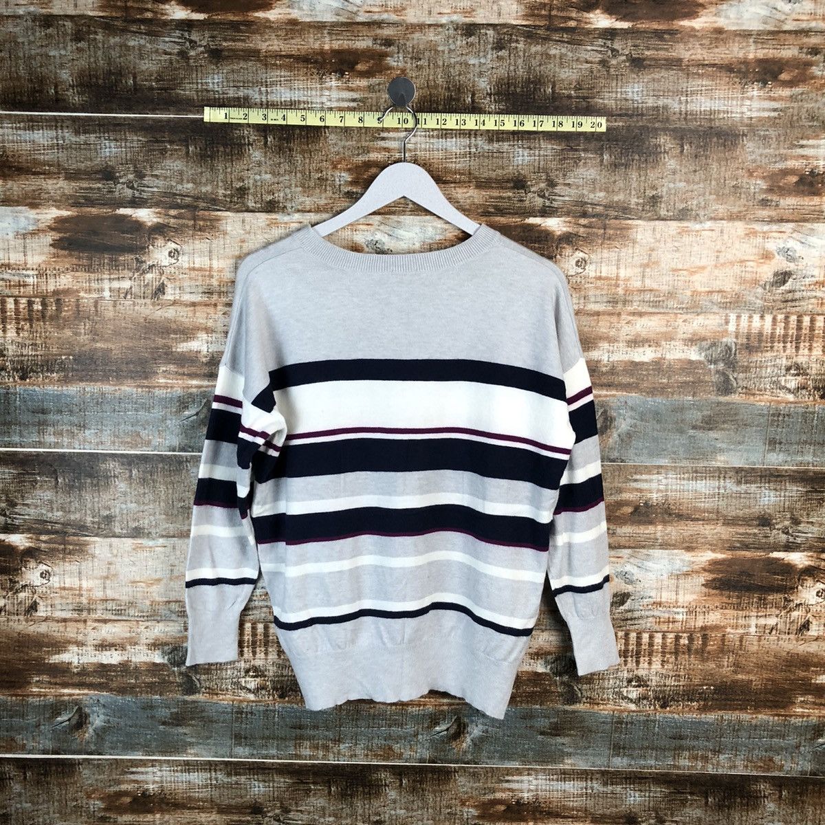 Homespun Knitwear × Japanese Brand × Solid and Striped Cinema Club Grey stripe Knitwear #A1543 Size L / US 10 / IT 46 - 12 Thumbnail
