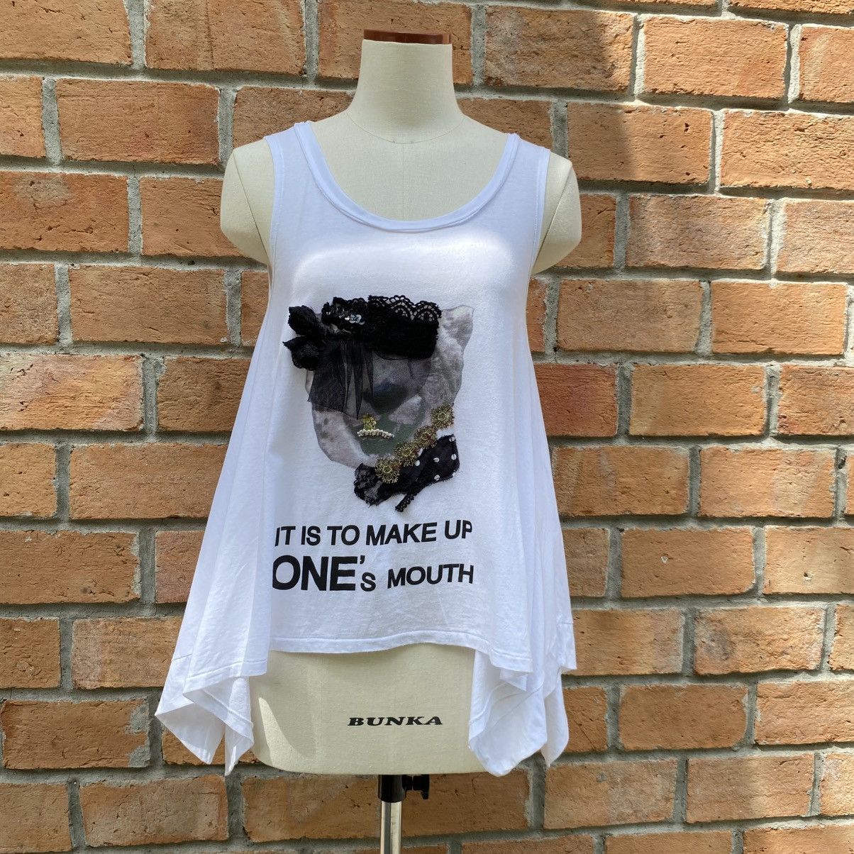 Sunao Kuwahara Sunao Kuwahara White Sleeveless Graphic Asymmetrical Hem Top Size M / US 6-8 / IT 42-44 - 17 Thumbnail