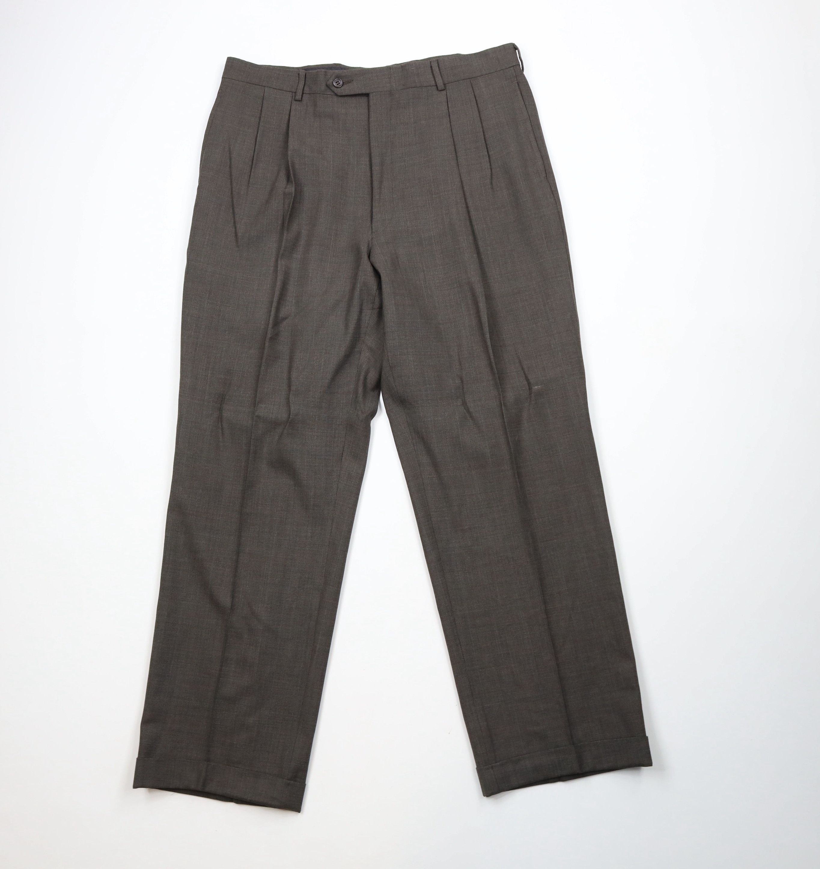 Vintage Vintage 70s Streetwear Pleated Cuffed Wide Leg Chino Pants Size US 36 / EU 52 - 1 Thumbnail