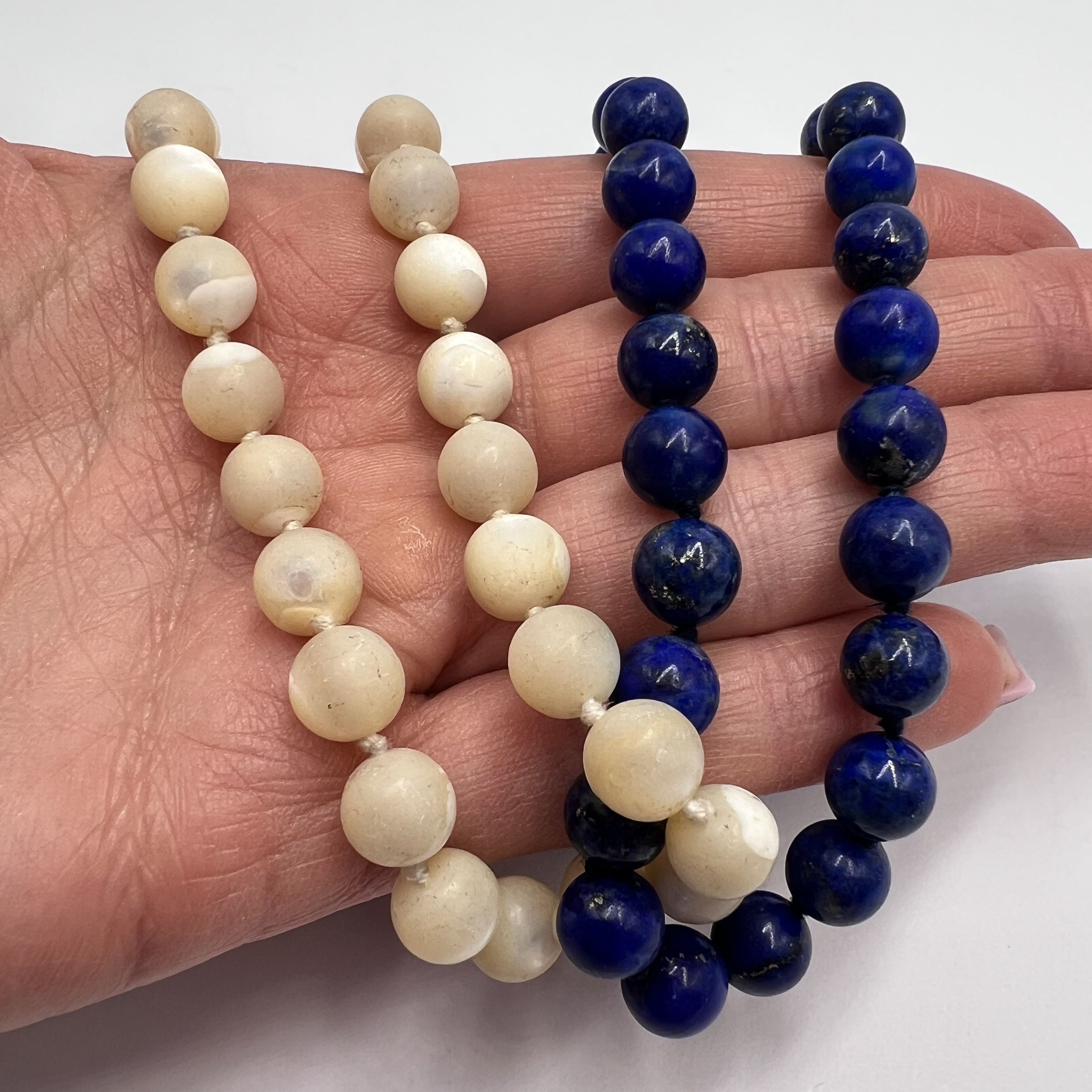 Vintage Vintage Lapis Lazuli & Mother of Pearl Bead Necklace 43cm Size ONE SIZE - 9 Thumbnail
