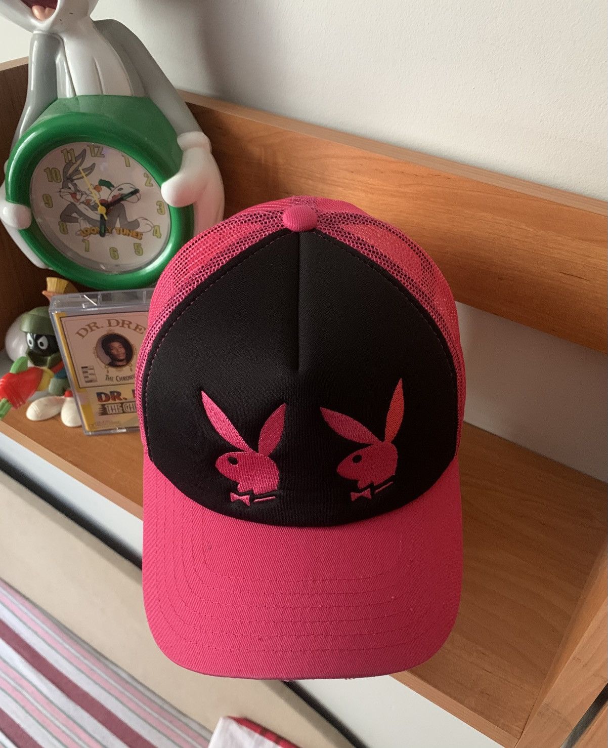 Playboy × Vintage 00s Vintage Playboy Double Rabbit Head Pink Trucker Hat Size ONE SIZE - 1 Thumbnail