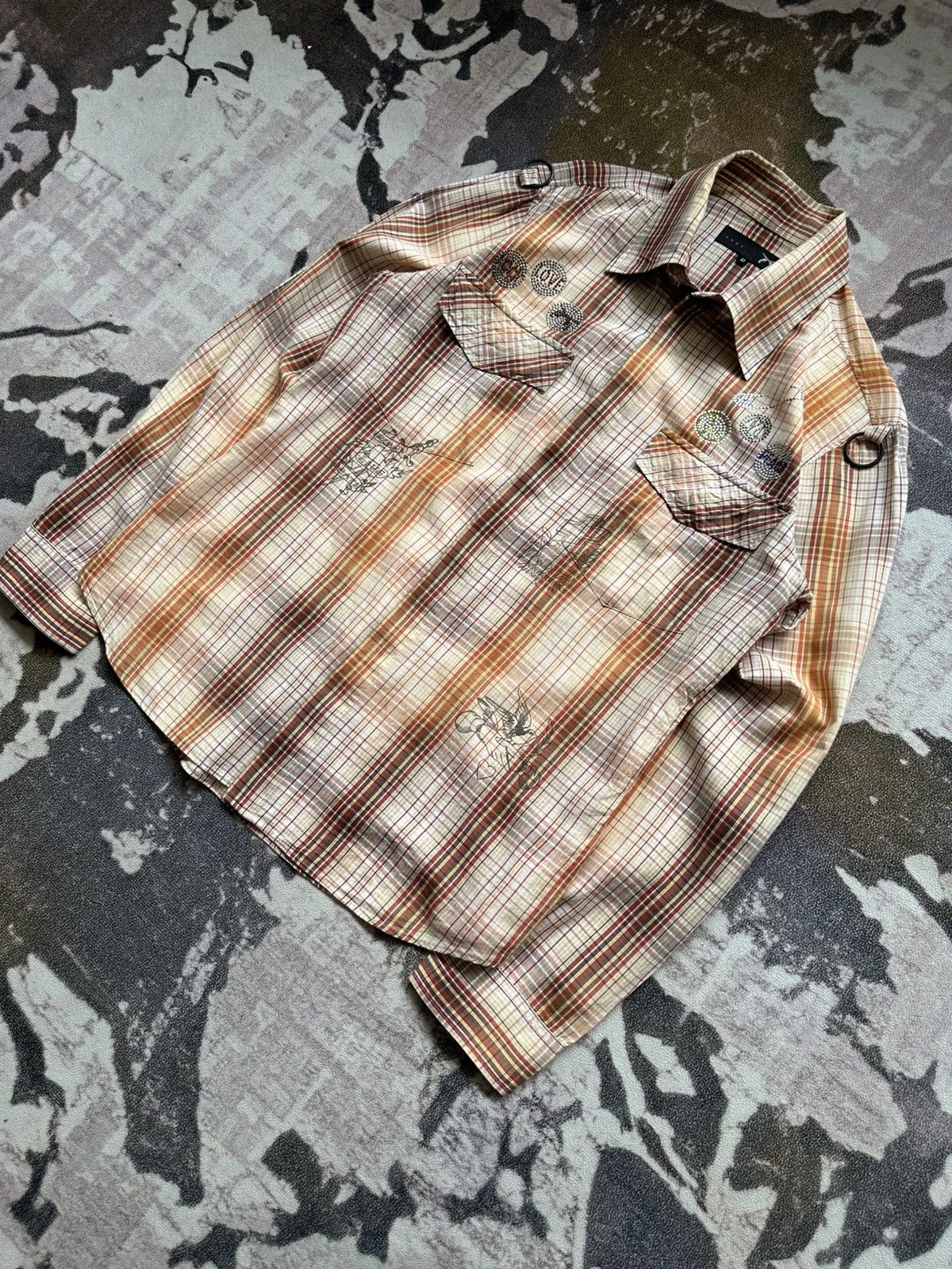 roarguns 2006SS - Roarguns “ Love & Peace “ shadow plaid shirt Size US M / EU 48-50 / 2 - 3 Thumbnail