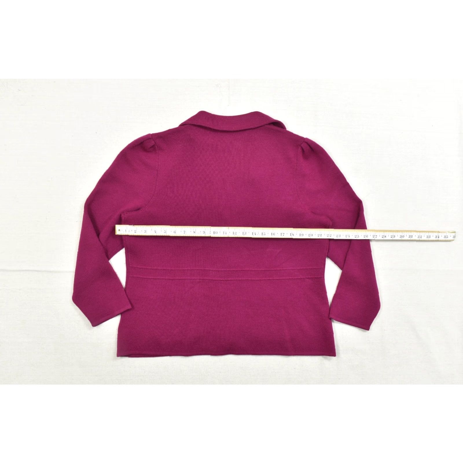 Talbots VINTAGE? No — Talbots Plus 1X Pure Merino Wool Knit Blazer Sweater Jacket Berry Pink 3-Button Cardigan Sweatshirt? Size XL / US 12-14 / IT 48-50 - 3 Thumbnail