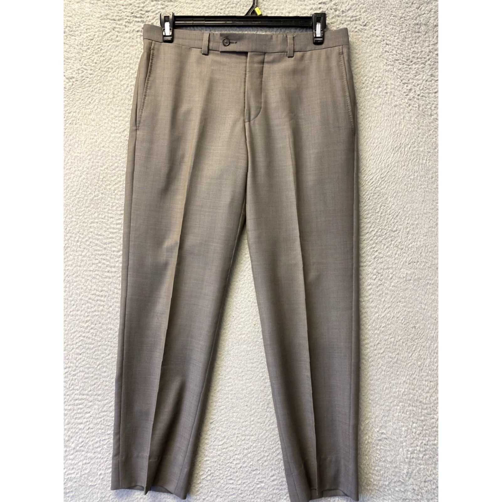 Ted Baker Ted Baker Dress Pants Men's 33x30 Gray Wool Flat Front Slim Straight Pockets Work Business Dress Slacks Size US 33 - 3 Thumbnail