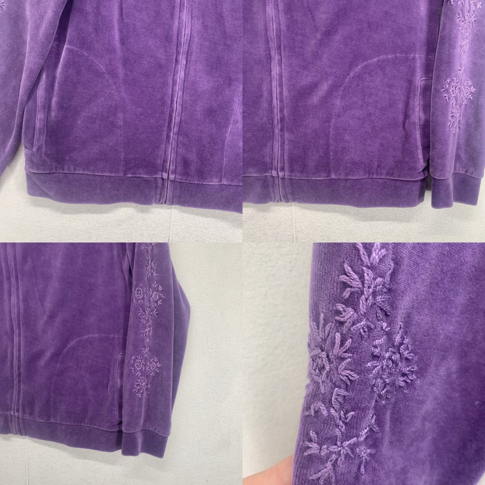 Vintage Style&co. Women's Purple Floral Hoodie Petite Small Full Zip Lightweight Casual 90s Outdoor Size S / US 4 / IT 40 - 8 Thumbnail