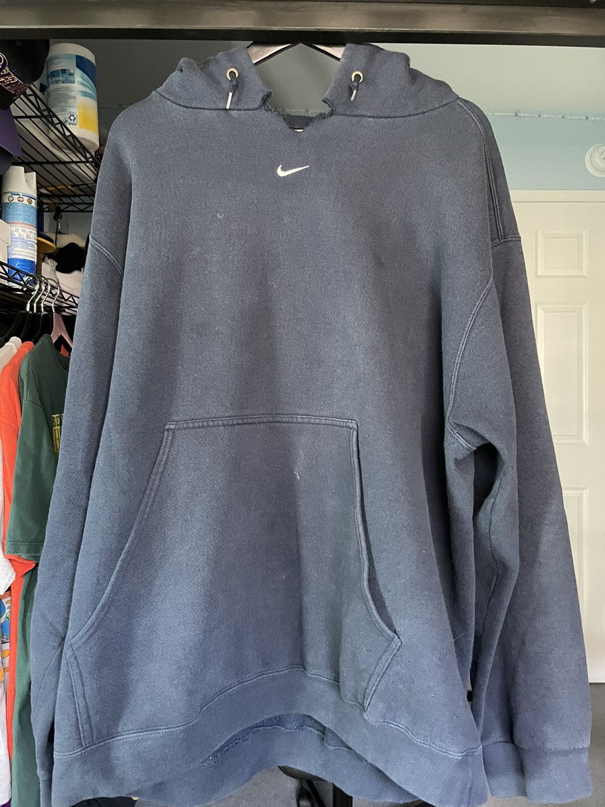 Nike × Vintage Vintage Nike 90s Center Swoosh Hoodie Size US XL / EU 56 / 4 - 7 Thumbnail