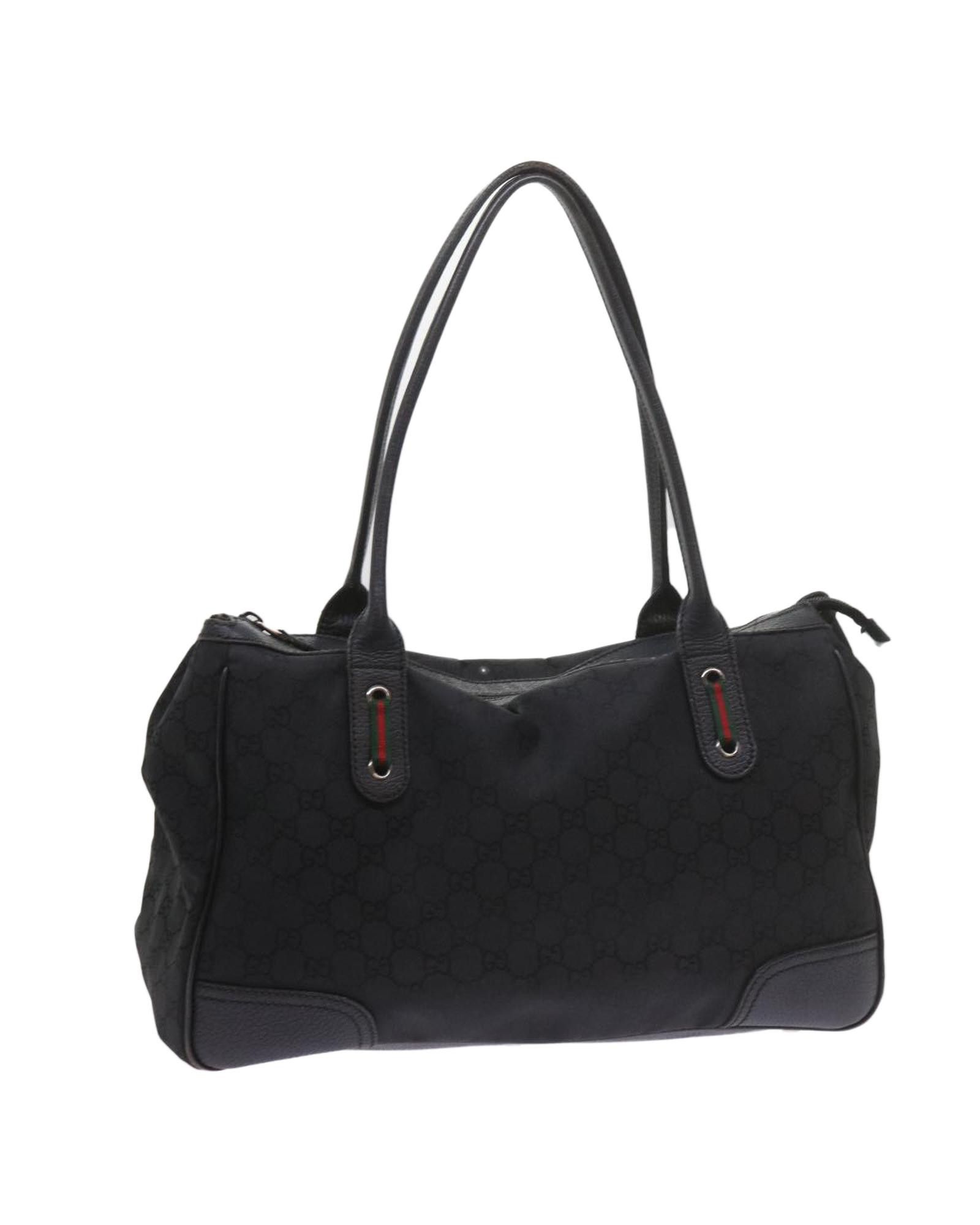 image of Gucci Monogrammed Black Canvas Tote Bag, Women's