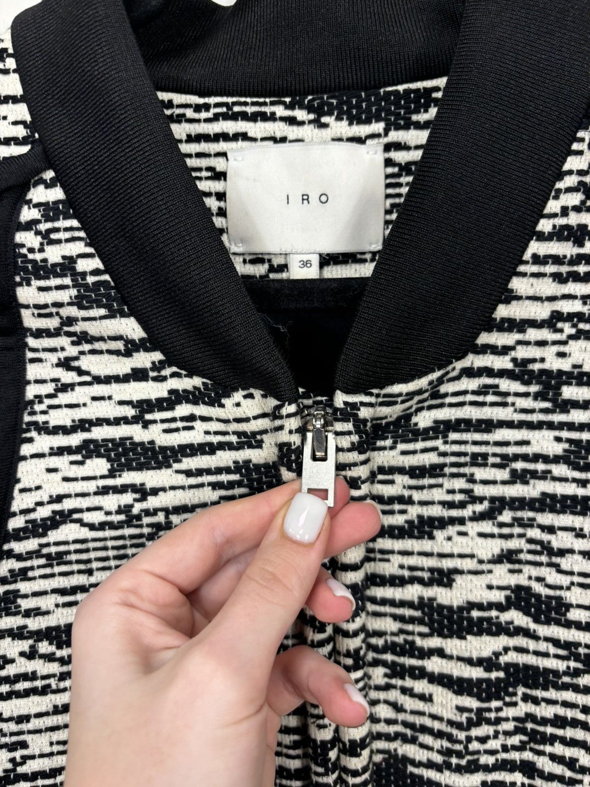 Iro IRO Skyla Black White Luxury Full Zip Women’s Jacket Size XS / US 0-2 / IT 36-38 - 10 Thumbnail