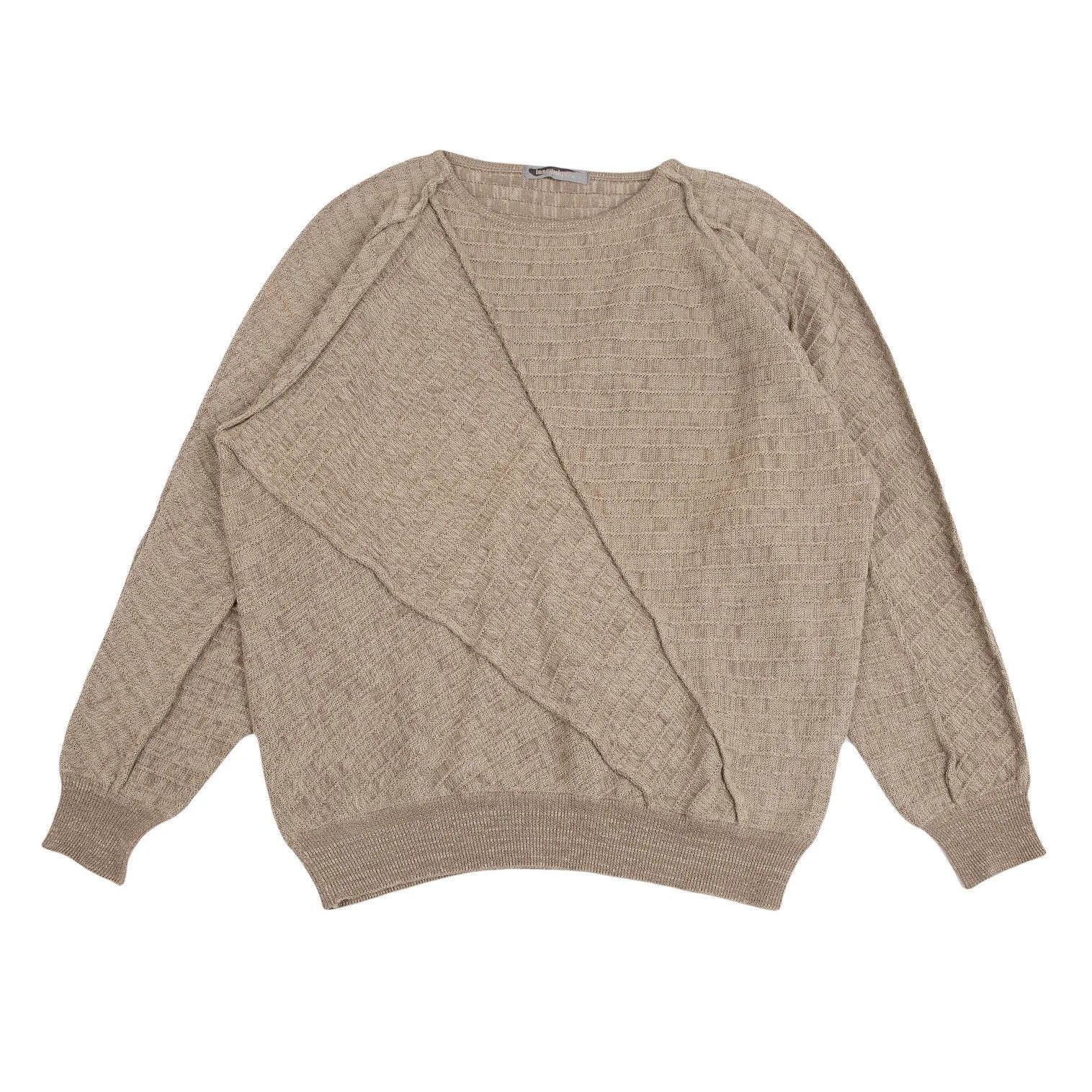 Issey Miyake Beige Patchwork Knit Sweater Size M Size US M / EU 48-50 / 2 - 1 Thumbnail