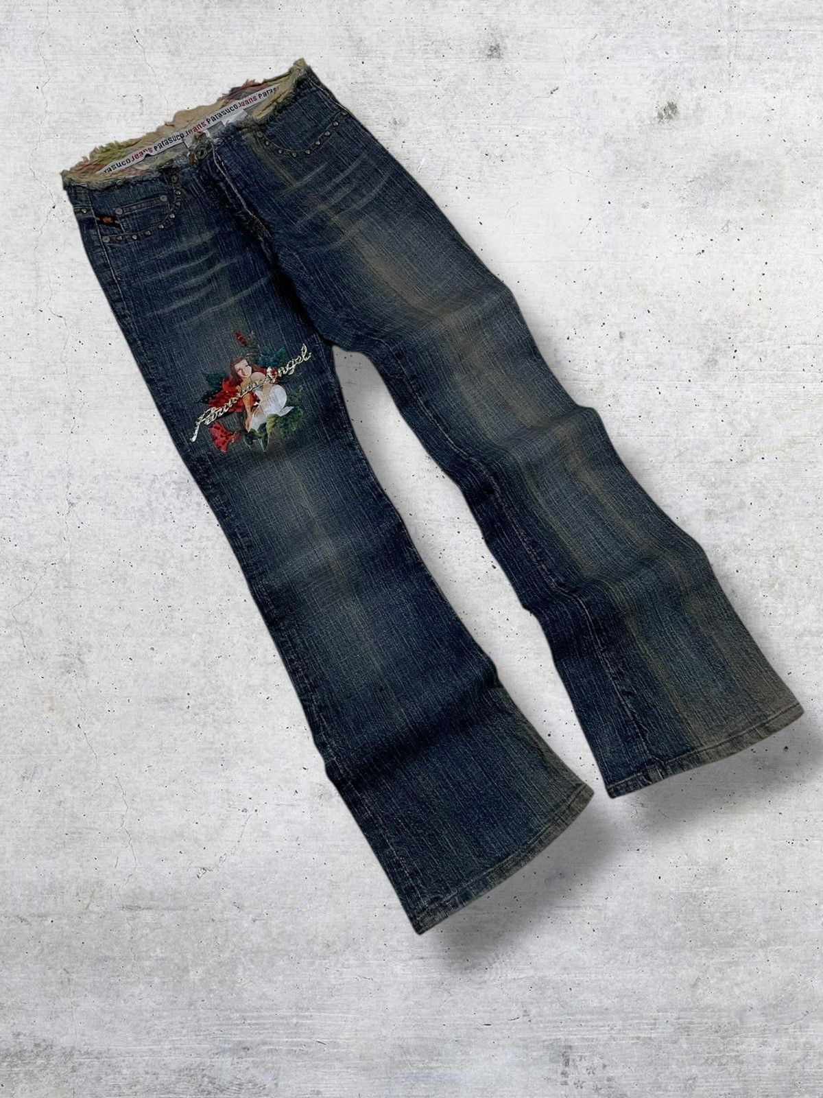 Japanese Brand VINTAGE PARASUCCO ANGEL 1990S ART WOMAN FLARED CUT DENIM Size US 28 / EU 44 - 2 Thumbnail
