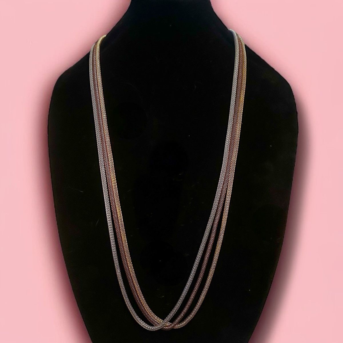 Other Lone triple strand tricolor mesh tube chain necklace Size ONE SIZE - 1 Thumbnail