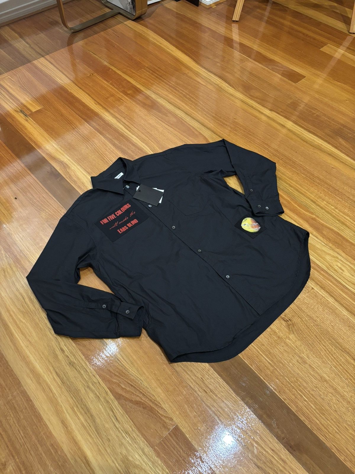 Undercover Undercover SS25 Patch Print Long Sleeve Collared Shirt Black Size US L / EU 52-54 / 3 - 3 Thumbnail