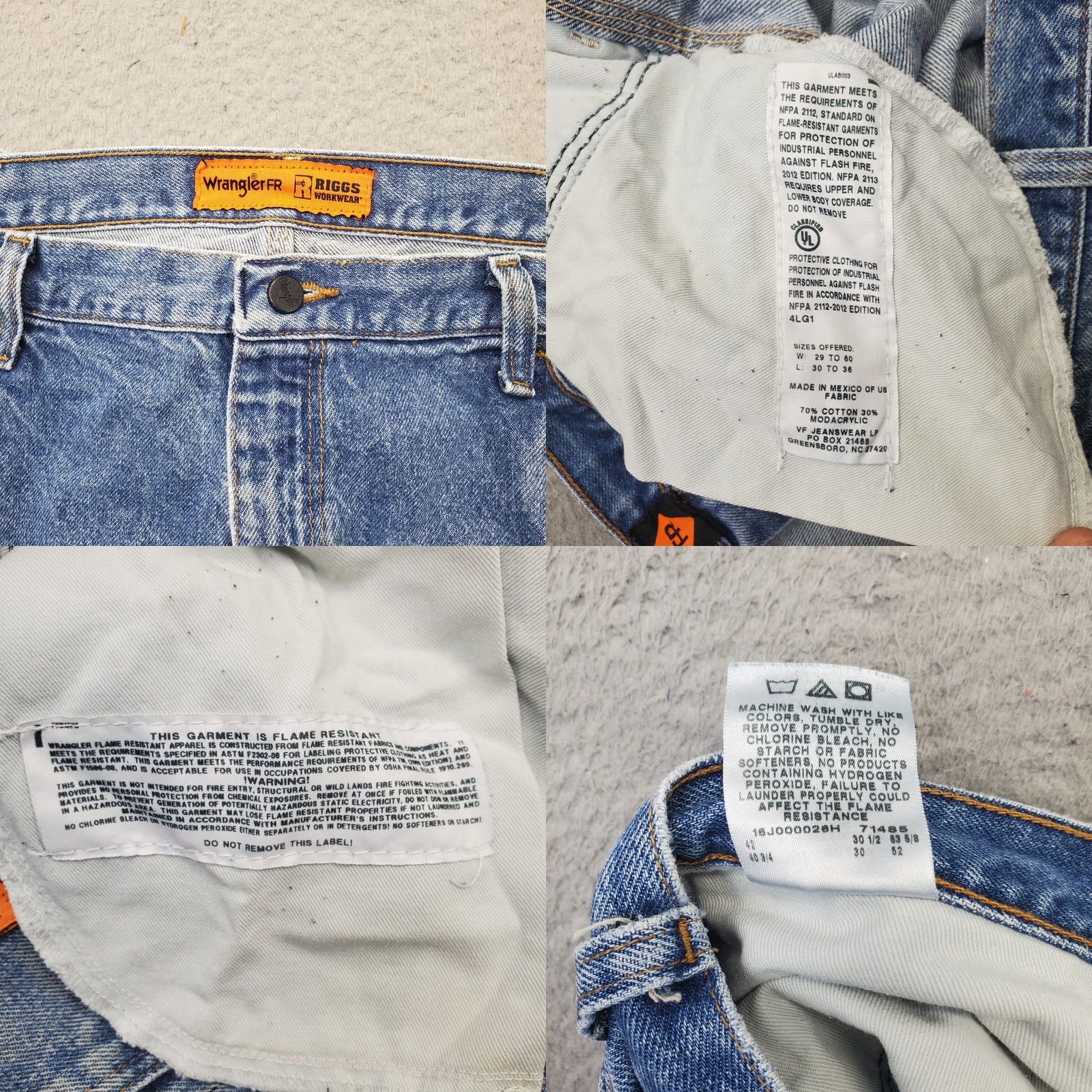 Wrangler Wrangler Mens Jeans 40x30 Blue Denim Riggs Workwear High Rise FR3W020 Size US 40 / EU 56 - 8 Thumbnail