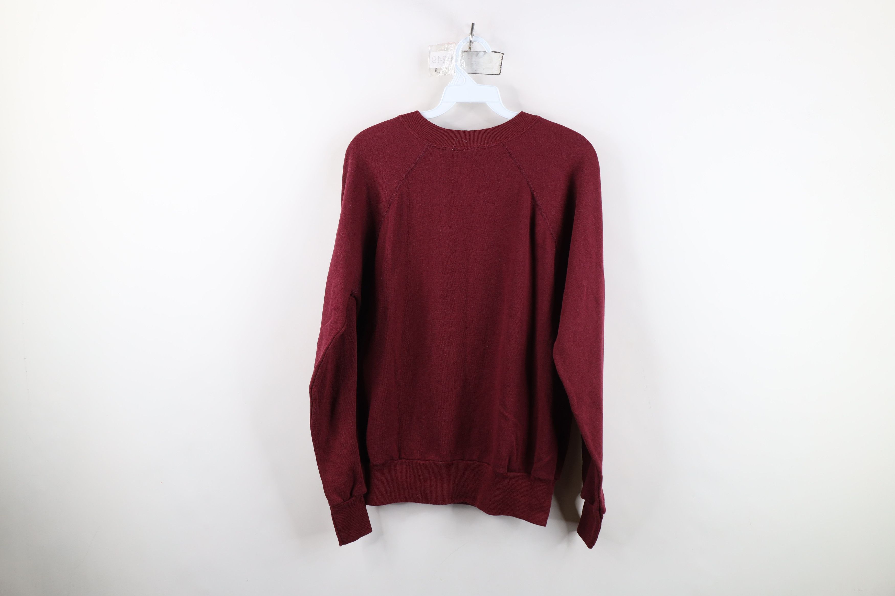 Vintage Vintage 70s 80s Streetwear Raglan Sweatshirt Burgundy USA Size L / US 10 / IT 46 - 9 Thumbnail