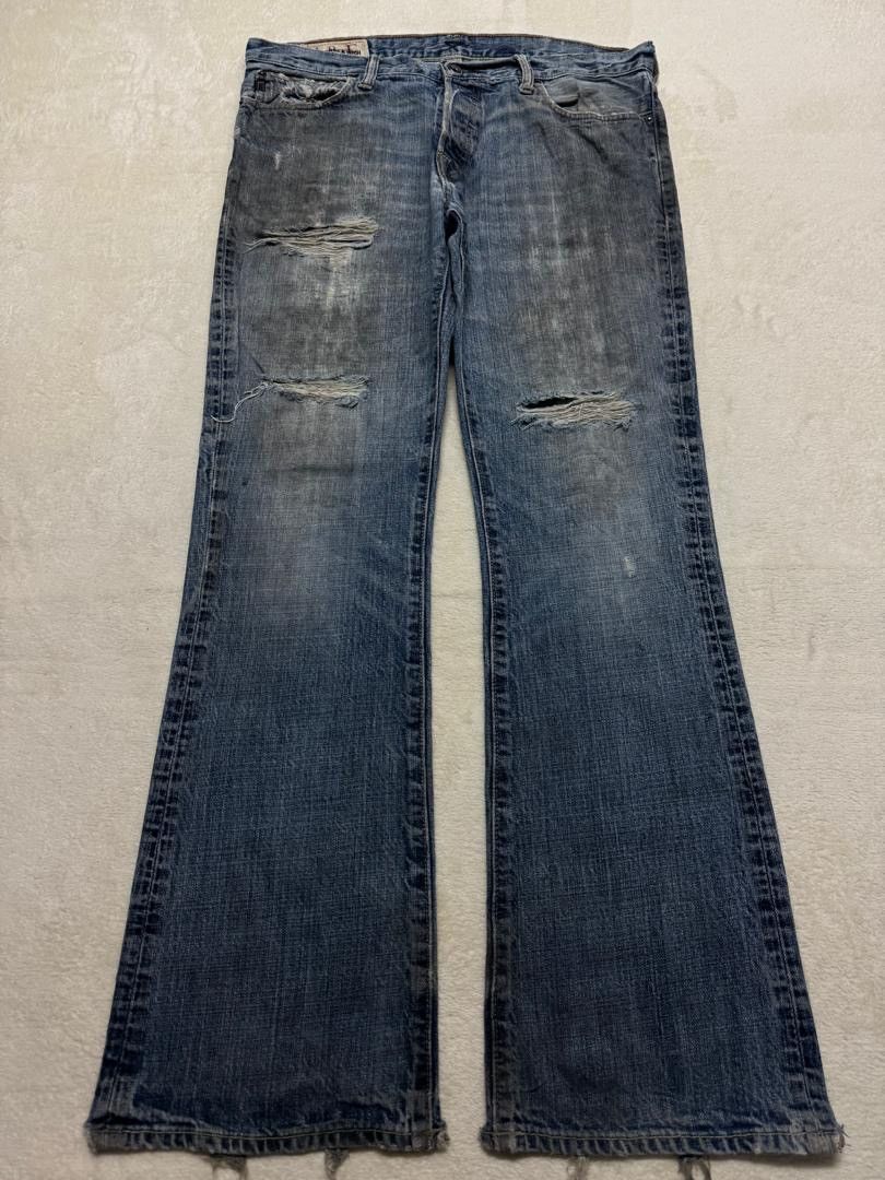 Levi's 💥INSANE💥CRAZY THRASHED ABRECROMBIE FLARED BELL BOTTOM JEANS Size US 35 - 25 Thumbnail