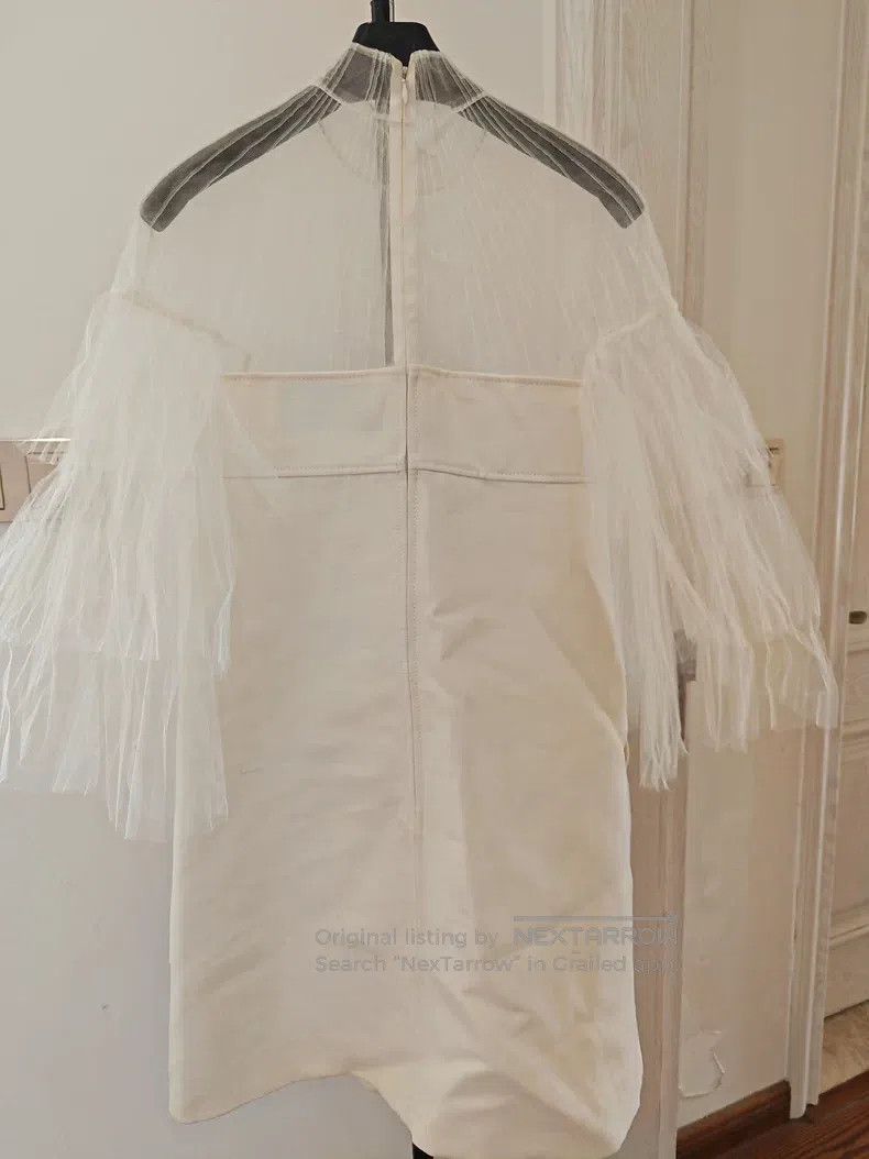 Valentino Valentino Milky white mesh ruffled wool silk dress Size M / US 6-8 / IT 42-44 - 6 Thumbnail